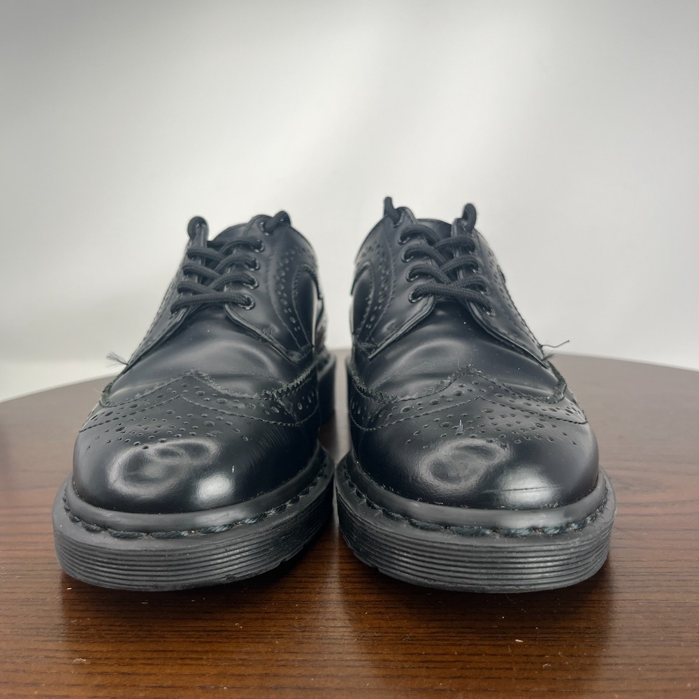 Dr Martens Oxford 3989 Shoes Men 6 Black Leather Smooth Wingtip Brogue Derby W7 - Picture 2 of 16